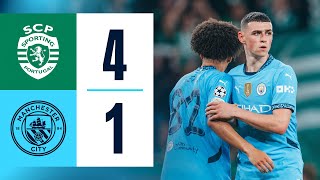 HIGHLIGHTS Sporting CP 41 Man City  Foden Gyorkeres hattrick amp Araujo goals [upl. by Herod]