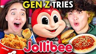 Gen Z Americans Try Jollibee For The First Time Chickenjoy Yumburger Jolly Spaghetti [upl. by Liz304]