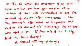 Problem 2 on Gas Turbines Thermal Engineering Thermodynamics [upl. by Hagerman676]