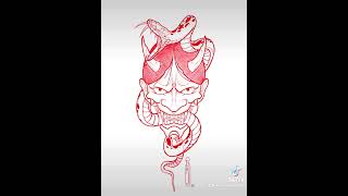 Tattoo sketch Timelapse hannya mask ￼ [upl. by Bencion266]