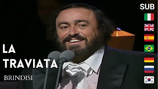 LA TRAVIATA quotbrindisiquot 🥂VERDI  PAVAROTTI and ATZUKO 1995 ❖ HD  LYRICS [upl. by Natye77]