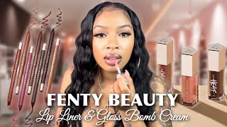 NEW Fenty Beauty Lip Liner And Gloss Bomb Cream By Rihanna  How Long Does It Last  Review [upl. by Akehs]