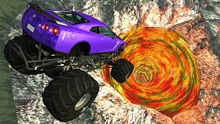 BeamNGdrive  Cars Jumping Into hot Lava Vortex 2 Glowing Whirpool [upl. by Ellimac]