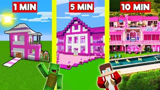 BARBIES DREAM HOUSE Build Battle In Minecraft  NOOB VS PRO CHALLENGE  Maizen Mizen Mazien Parody [upl. by Chase]