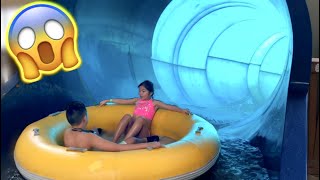 Scary Giant Tunnel Sliding from Six Storeys High Blue Tunnel and Steep Drop Water Park Slide [upl. by Blus]