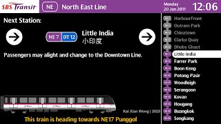 SBS Transit North East Line Train Announcement [upl. by Jalbert187]