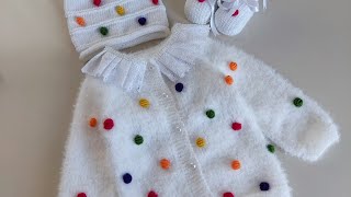 BONİBON ŞEKERLİ KIZ BEBEK HIRKA MODELİ handmade baby sweater design [upl. by Keen]