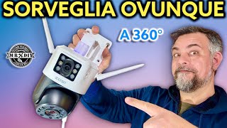 Videosorveglianza a doppio obiettivo a 360 gradi WiFi da esterno con allarme Telecamera Zosi C298 [upl. by Collette]