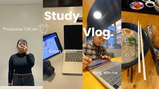 Study Vlog 📖  PRODUCTIVE 700 am exam week 📚 a bit of cramming we had japanese food 🍱 [upl. by Woodley680]