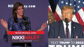 Donald Trump Blasts Nikki Haley During Victory Speech [upl. by Harbot]