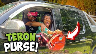 THROWING TERON’S NEW PURSE OUT THE CAR WINDOW PRANK HILARIOUS [upl. by Darom]