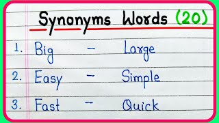 Synonyms words  20 Synonyms words in English  Common Synonyms words  What is Synonyms [upl. by Miculek]