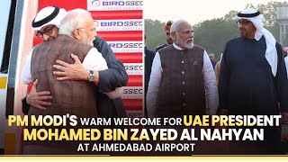 Live PM Modis warm welcome for UAE President Mohamed bin Zayed Al Nahyan at Ahmedabad airport [upl. by Etnoel]