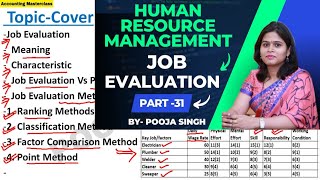 Job Evaluation  Meaning  Methods Of Job Evaluation  HRM  Part31  BBA  MBA  Bcom  MCom [upl. by Gass]