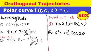 08 Orthogonal Trajectories of Polar Curves working rule for orthogonal trajectory for polar curve [upl. by Ateloiv]