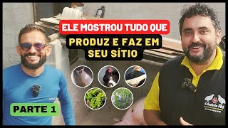 Parte 1  SÍTIO PRODUTIVO Ele mostrou sua CRIAÇÃO DE GALINHAS TILÁPIAS além de tudo que produz [upl. by Iridis]