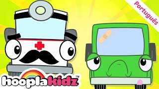 Hooplakidz Brasil  Cinco pequenos ônibus  Canções para Crianças  Nursery Rhymes [upl. by Linnell]