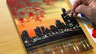 Autumn Cityscape Painting  Acrylic Painting  STEP by STEP [upl. by Reinwald587]