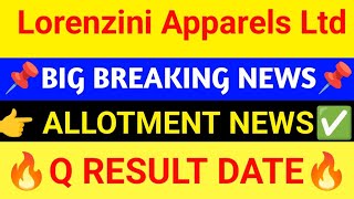 Lorenzini Apparels Ltd Latest news  3 बड़ी खबर Lorenzini Apparels share latest news [upl. by Nyladam]