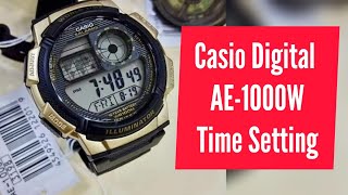 How to Set Time on Casio Digital Watch AE1000W  Casio Time Setting  Watch Repair Channel [upl. by Aikyn551]