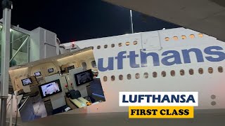 LUFTHANSA FIRST CLASS Boeing 747 8 Frankfurt to Johannesburg [upl. by Dlonyer847]