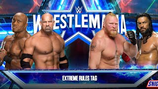 GOLDBERG amp BOBBY LASHLEY VS BROCK LESNAR amp ROMAN REIGNS [upl. by Goddord796]