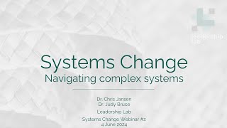 Systems Change Series  Practicing complexity thinking  Judy Bruce amp Chris Jansen [upl. by Dimitri]