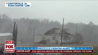 Large Tornado Causes Roof Damage To House In Sawyerville Alabama [upl. by Curnin]