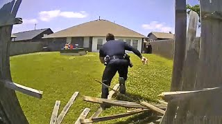 Officer Runs Through Fence To Catch Fleeing Suspect During Foot Pursuit [upl. by Tillie524]