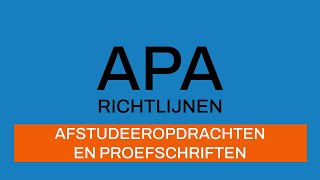 APArichtlijnen 7e editie Afstudeeropdrachten en Proefschriften [upl. by Lleuqram]