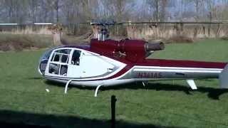 SA341G Gazelle helicopter startup side hover 360 turn and takeoff [upl. by Adav]