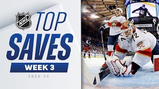 The SAVES you GOTTA SEE from Week 3 👀  202425 NHL Highlights [upl. by Backer259]