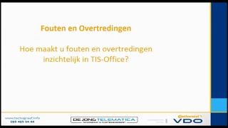 1 Fouten en Overtredingen  TISOffice® VDO [upl. by Ynabla]