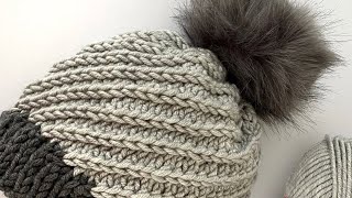 How to knit SIMPLE beanie  easy pattern [upl. by Yorker136]