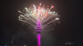 Fireworks from Sky tower Auckland Happy New Year 🥳 celebration 🎉 2024 [upl. by Anirazc]