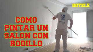 COMO PINTAR UN SALON A RODILLO CON PAREDES DE GOTELE  PINTURA BLANCA PARA PARED [upl. by Gerkman401]