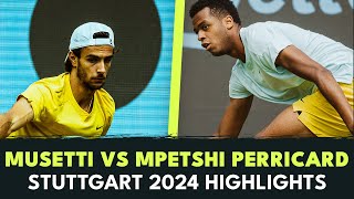 Lorenzo Musetti vs Giovanni Mpetshi Perricard INTENSE Battle  Stuttgart 2024 Highlights [upl. by Lierbag]