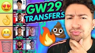 FPL GW29 BEST TRANSFERS amp FREE HIT PLAYERS  Tier List Gameweek 29  Fantasy Premier League 202324 [upl. by Aihsenet]