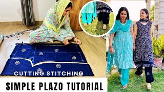 Simple straight plazo cutting stitching  Easy method [upl. by Girand]