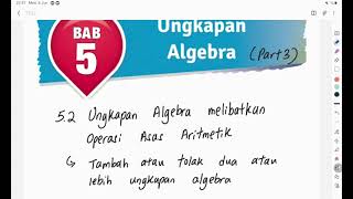 Bab 5 Tingkatan 1 part 3 Tambah tolak dua atau lebih ungkapan algebra [upl. by Hteazile407]