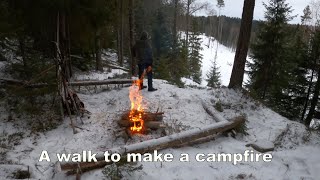 A walk on snow to bake a campfire [upl. by Cristiano832]