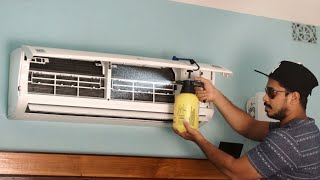 How to Clean an Air Conditioner  Servicing AC at Home Without removing front cover of indoor unit [upl. by Aynatahs959]