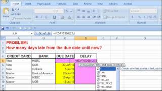 Excel  How many days late from the due date [upl. by Dnomyad99]