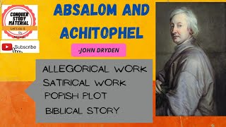 Absalom and achitophel  poem by john dryden in hindi  Absalom and achitophel summary in detail [upl. by Oirom]