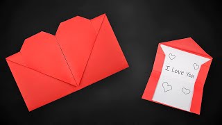 Origami How to Fold a Heart Envelope with a Single Sheet  Origami Valentines Day Love Letter [upl. by Gittel]