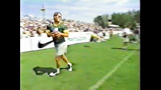 Packers QB Brett Favre imitating Broncos QB John Elway at NFL QB Challenge [upl. by Eldreeda]