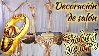 Decoración de SALONES de FIESTAS  BODAS de ORO cómo se decoró el aniversario 50 [upl. by Nyrret]