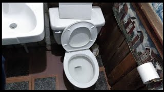 625 RARE FIND 1970s Vitromex Toilet  Bakery Restroom [upl. by Hesky]