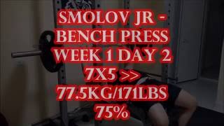 Smolov JR Bench Press Week 1 Day 2 Jeka [upl. by Kalvn]