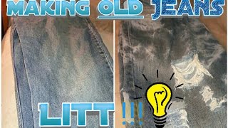 DIY ACID WASHED  RIPPED JEAN  DENIM Easy Tutorial [upl. by Nahtnahoj657]